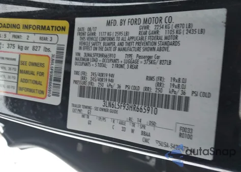 2017 Lincoln Mkz Reserve из США, поврежденный, VIN 3LN6L5F93HR665910